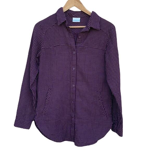 Columbia dark purple long sleeve button down shirt with pockets size small - Picture 1 of 7